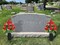 Artificial Cemetery & Memorial Flowers with Vase – Red Silk Rose Gravesite Bouquet, Outdoor Headstone Decoration, Long-Lasting Memorial Arrangement with Black Spiked Vase (2 Sets)